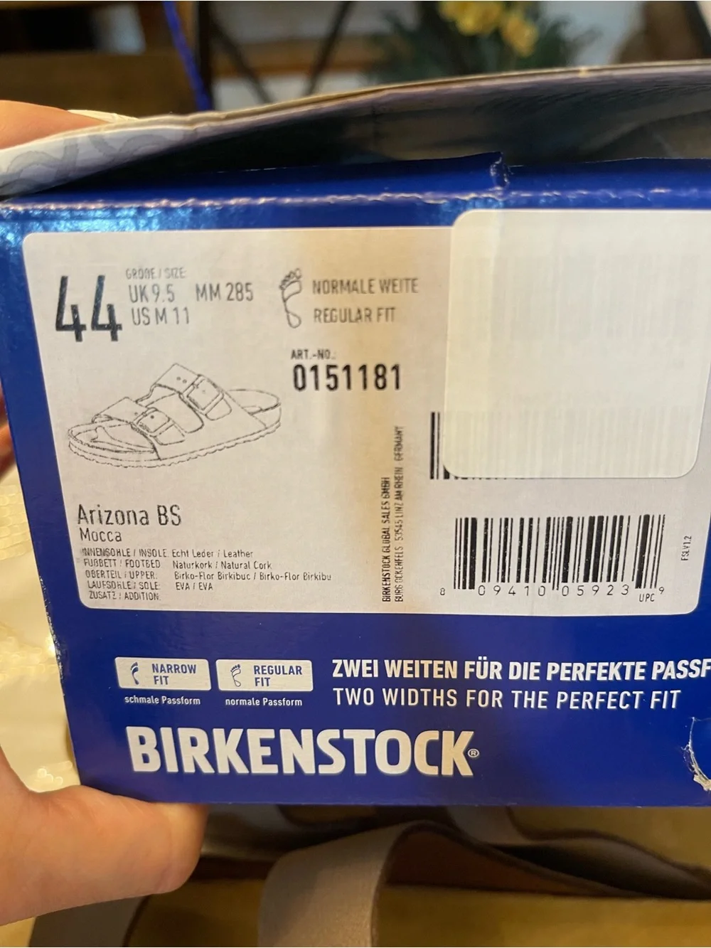 NWB Birkenstock men’s Arizona leather two strap sandals color mocha size 11